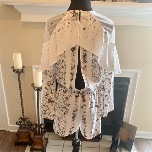 BCBGMaxAzria White Floral Vivianne Romper jumpsuit - Picture 7 of 13